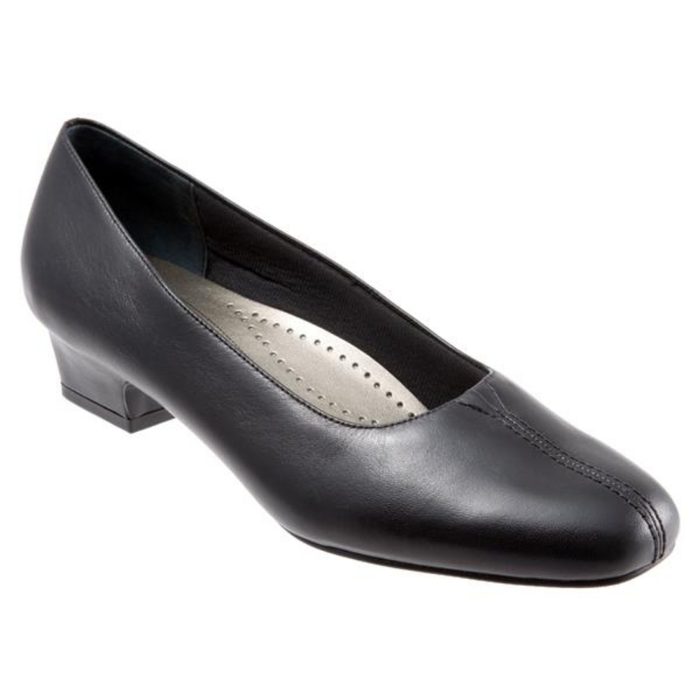 Trotters Doris  Black Leather Heels Sz 9.5 Super Slim New Without Tag Or Box